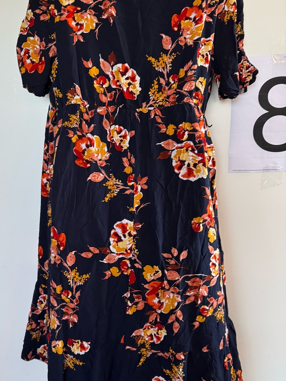 Women’s Black Floral Midi Dress - Mustard & Rust Blooms